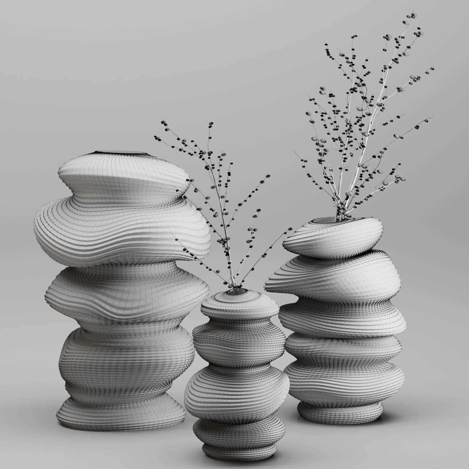 Vase Set 03-Deformed Ceramic Vase 3D model_5