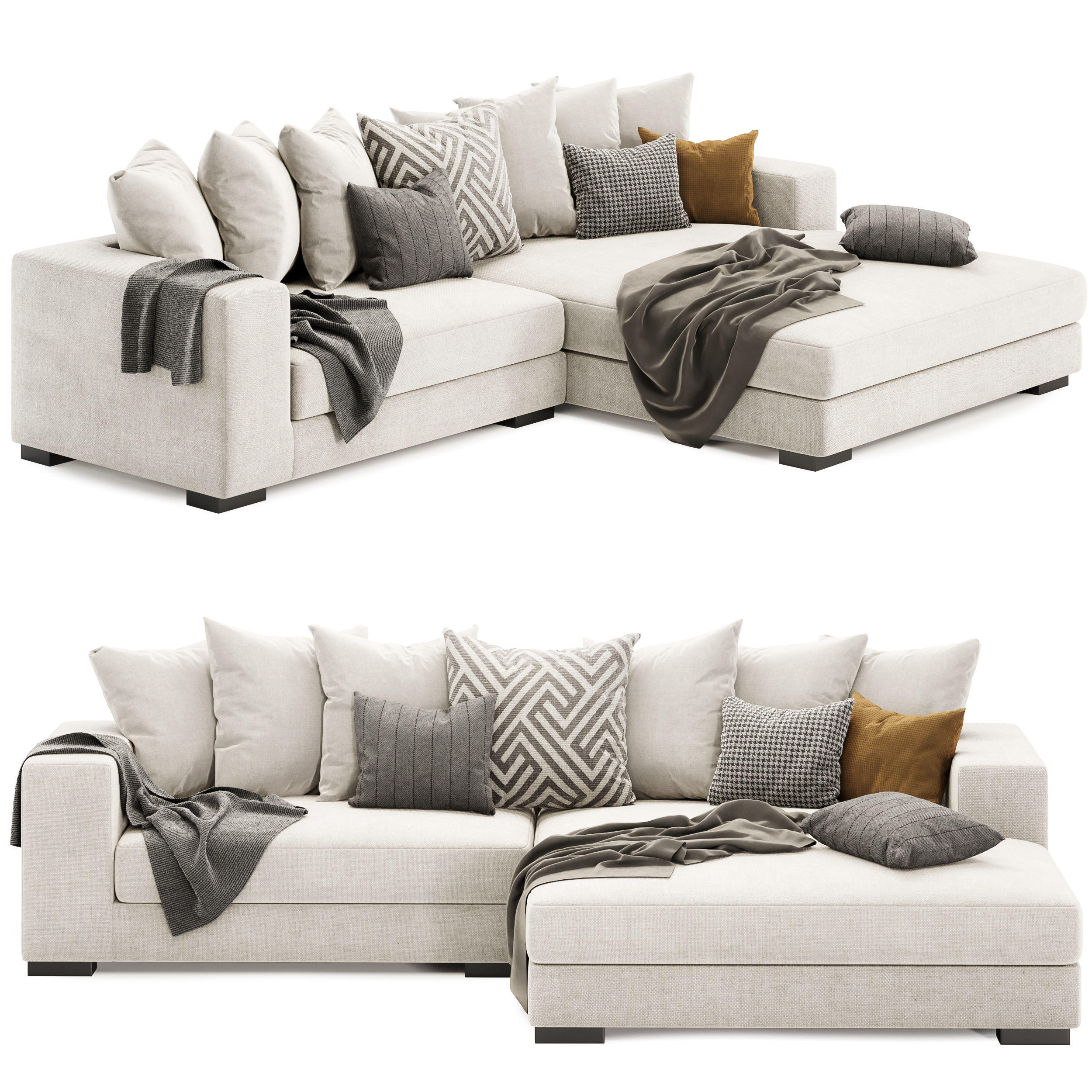 luxe sectional sofa 3D model_2