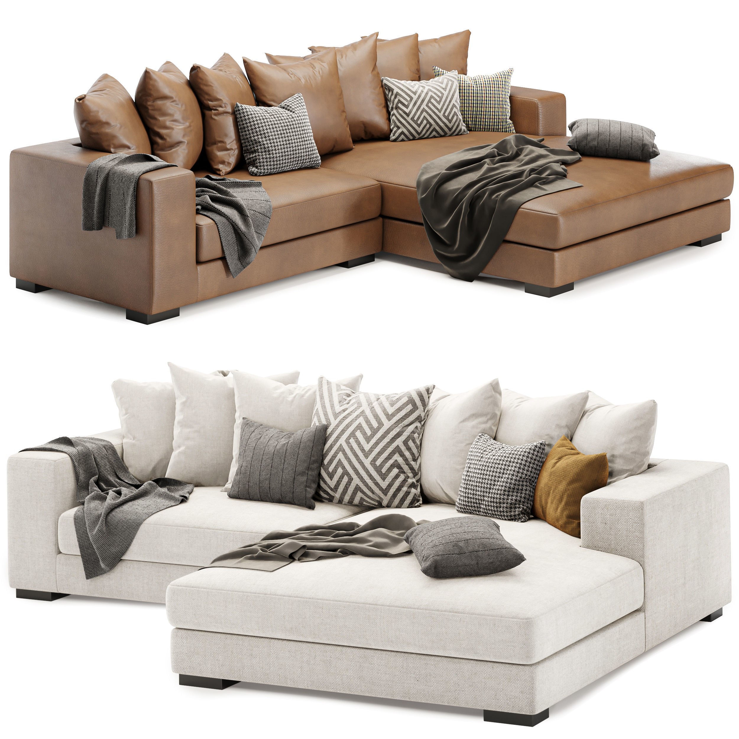 luxe sectional sofa 3D model_1