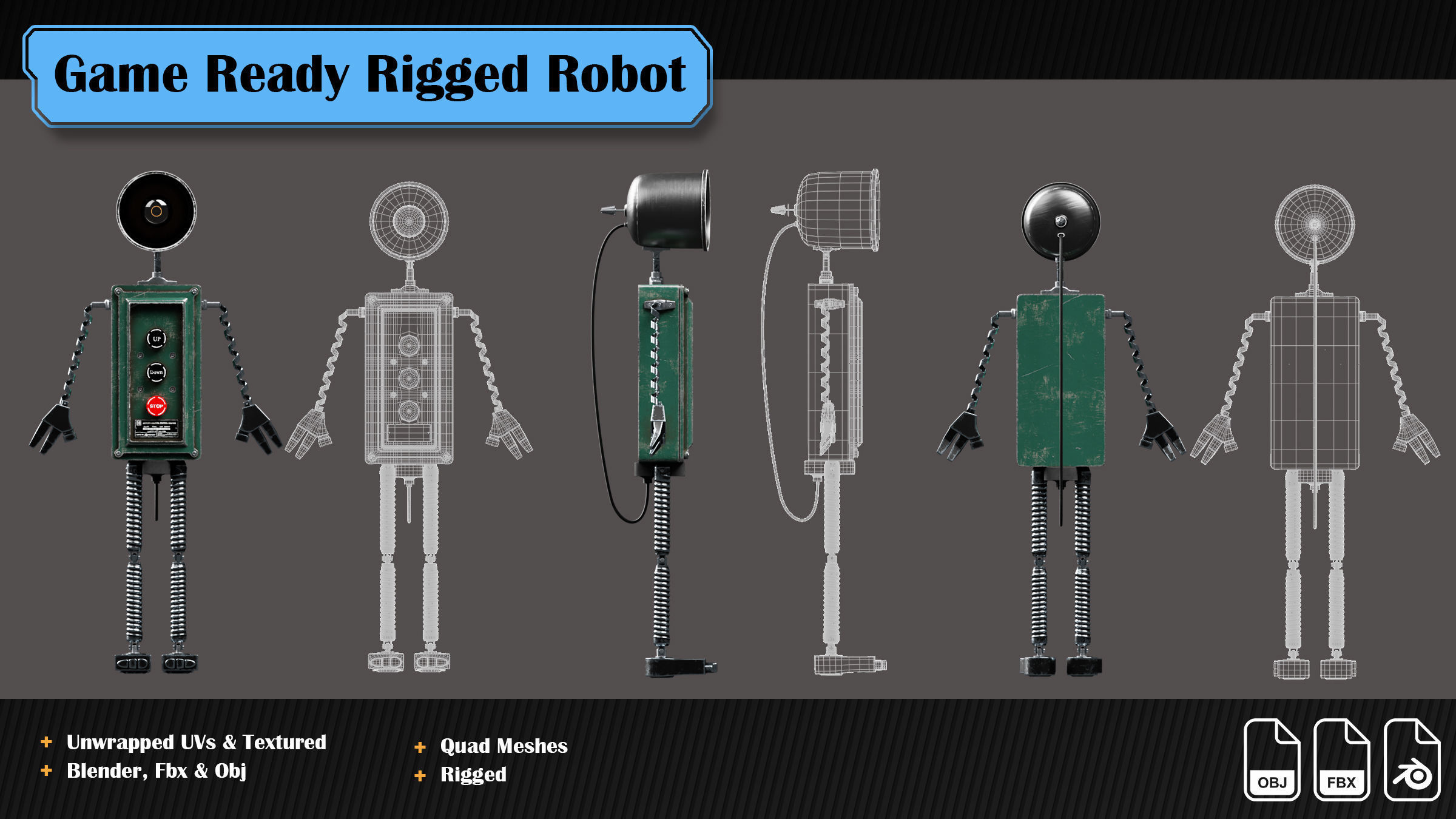 Hector 3D Model Rigged Robot 3D model_6