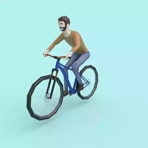 Bicyclist Very Low Poly Game Ready PBR