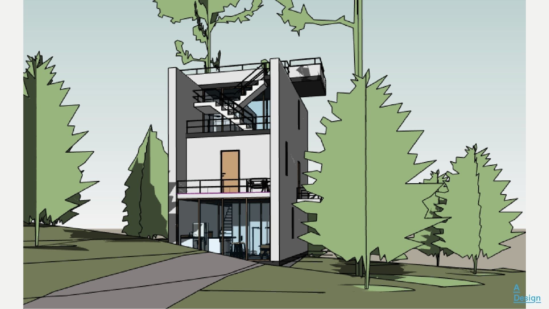 3 St House - Revit 3D model_7