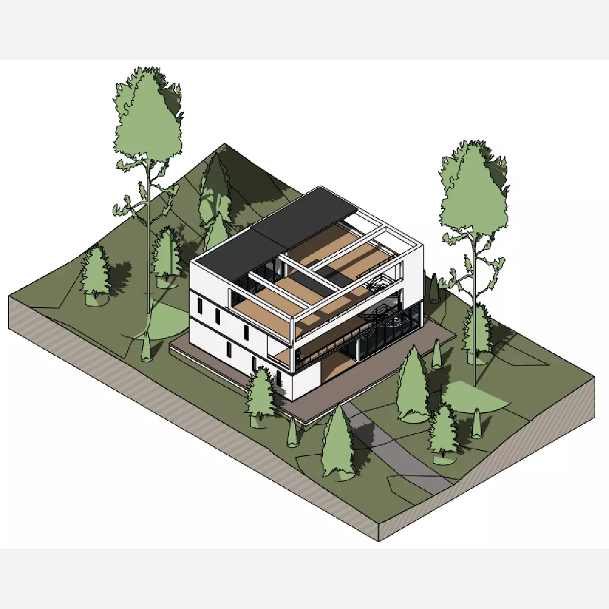 3 Stories square- Revit 3D model_0