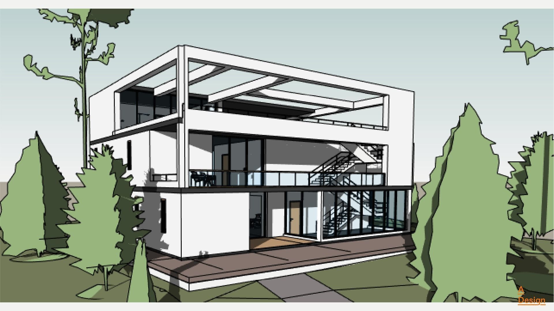 3 Stories square- Revit 3D model_6