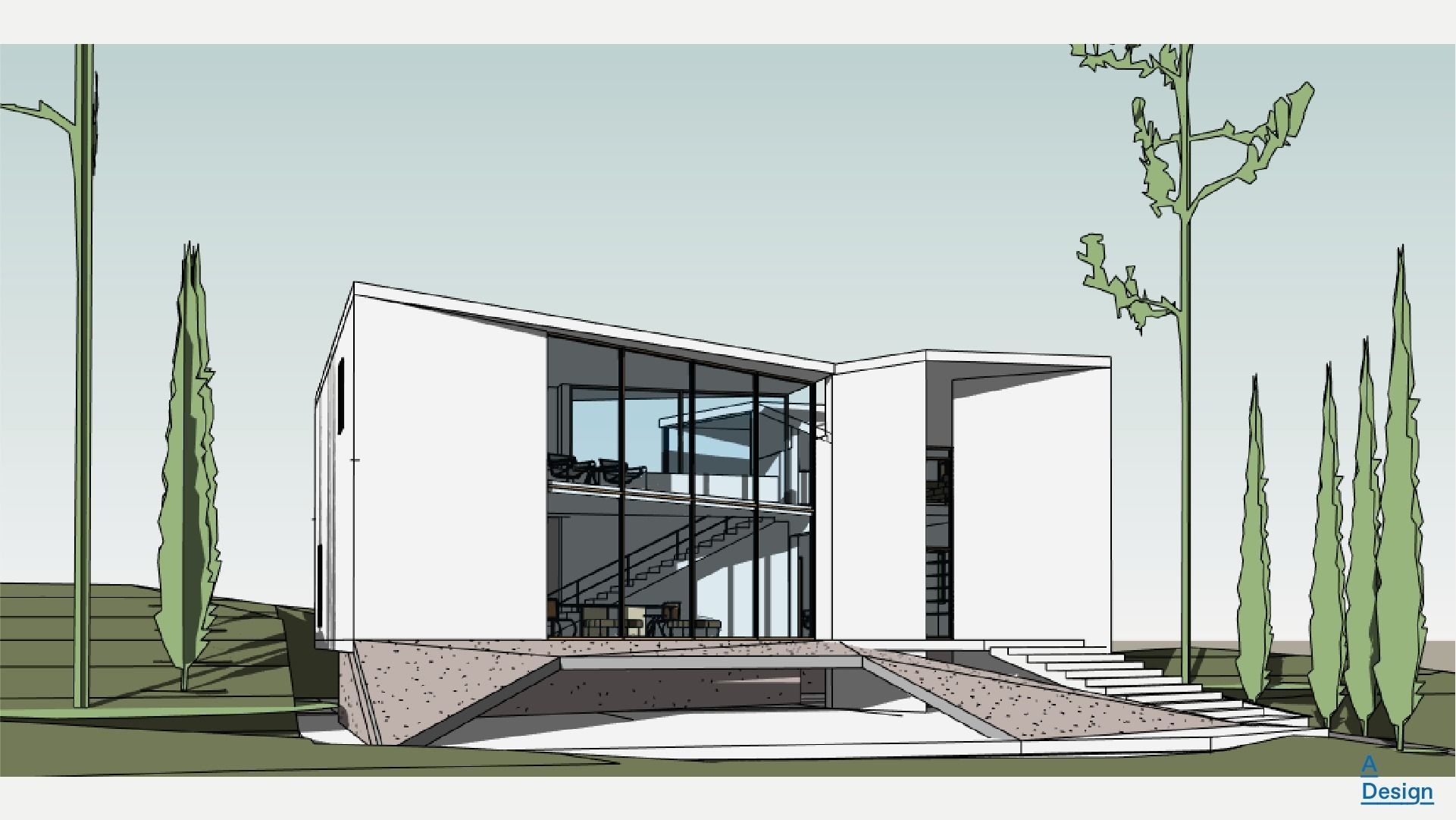 Assymetrical House- Revit 3D model_6