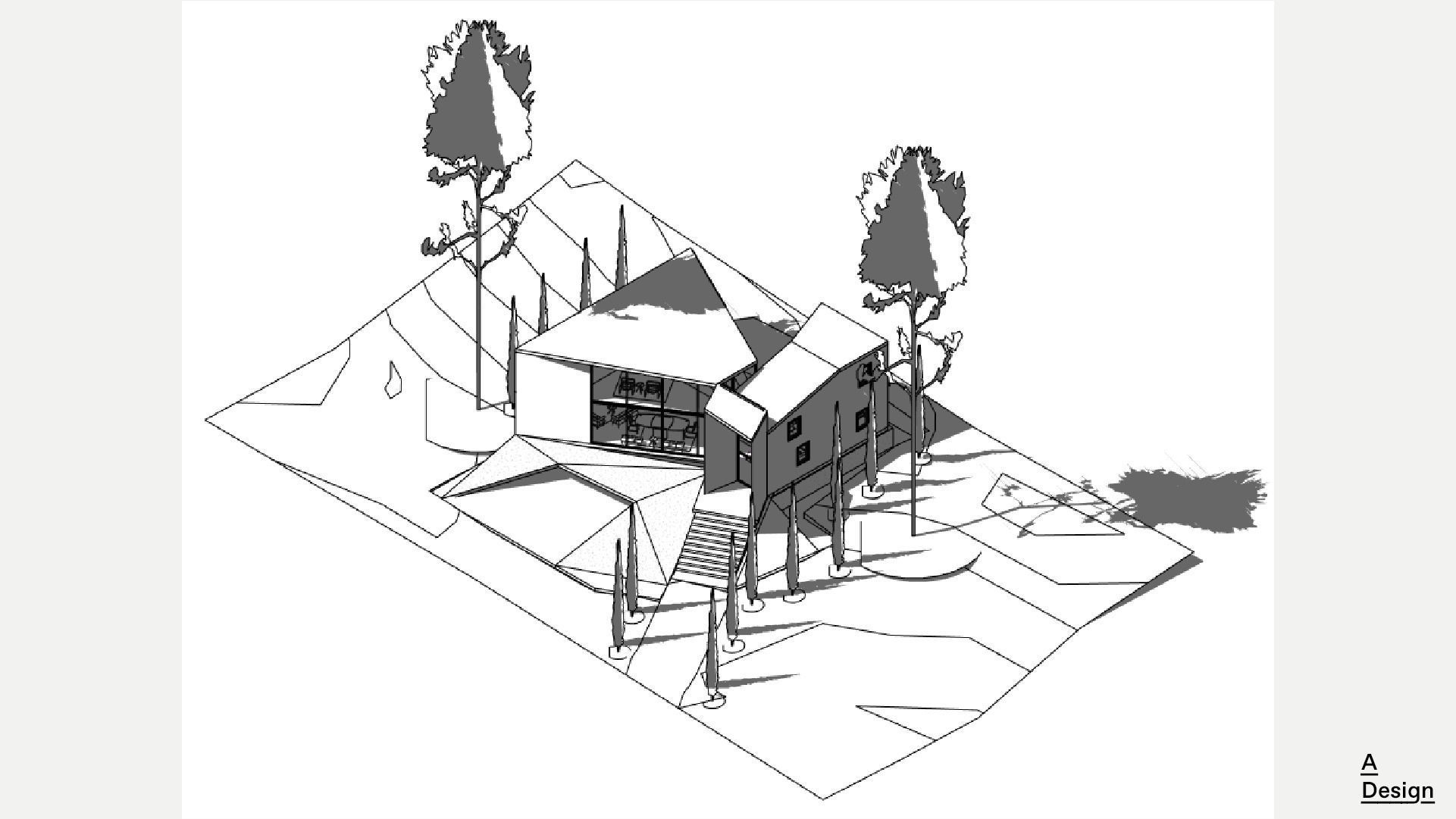 Assymetrical House- Revit 3D model_8