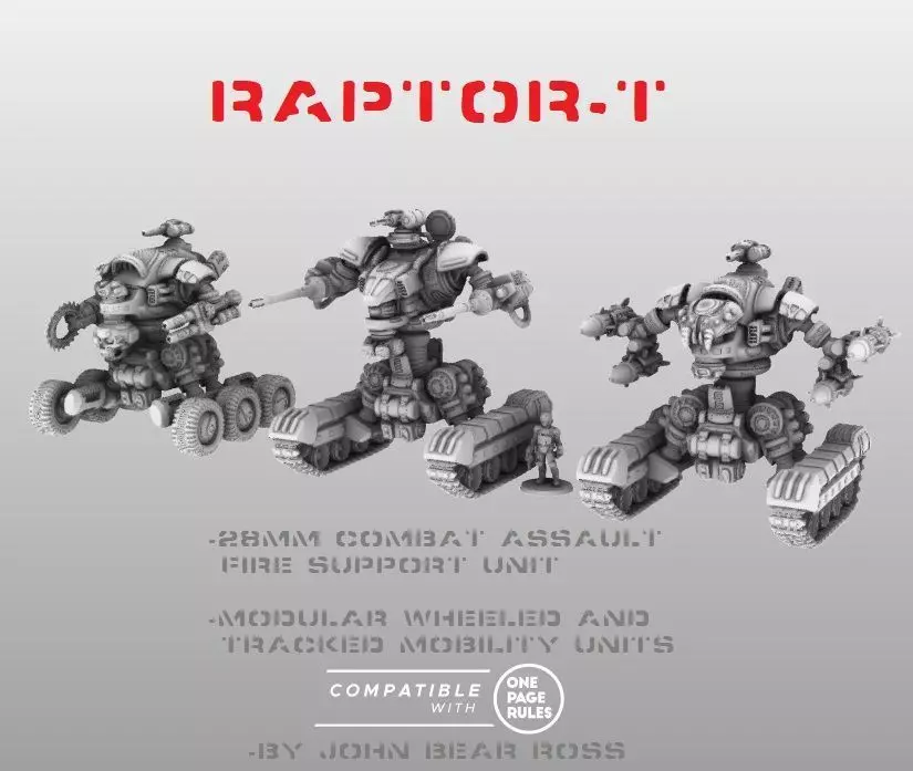 Raptor T- 28mm Combat Assault Fire Support Unit 3D print model_0