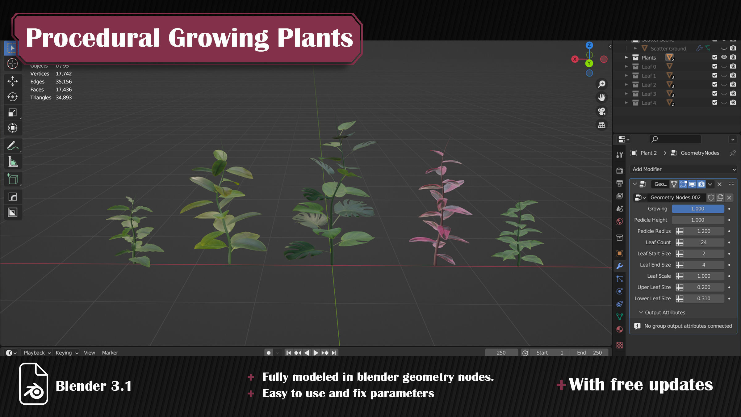 Procedural Growing Plants 3D model_3