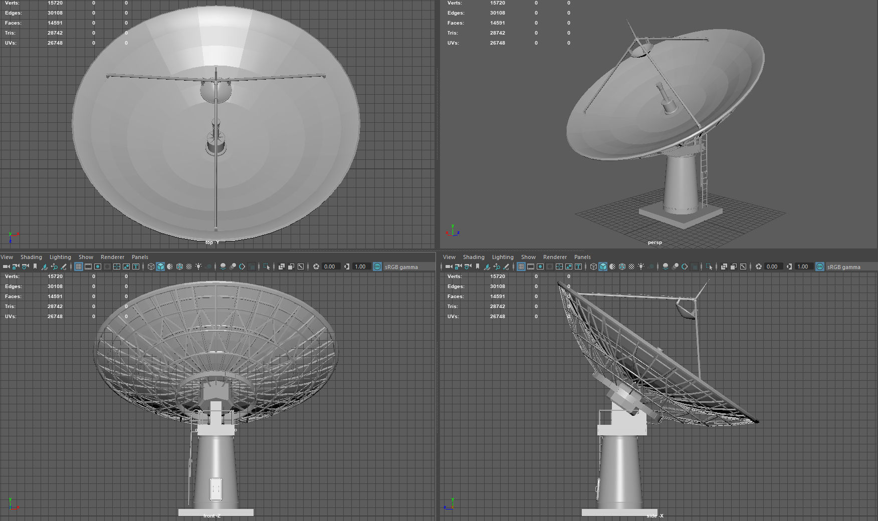 Large Satellite Antenna Low-poly 3D model_6
