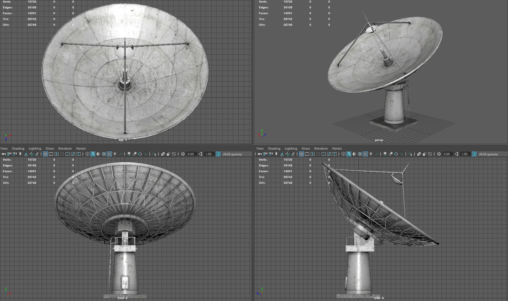 Large Satellite Antenna Low-poly 3D model_5