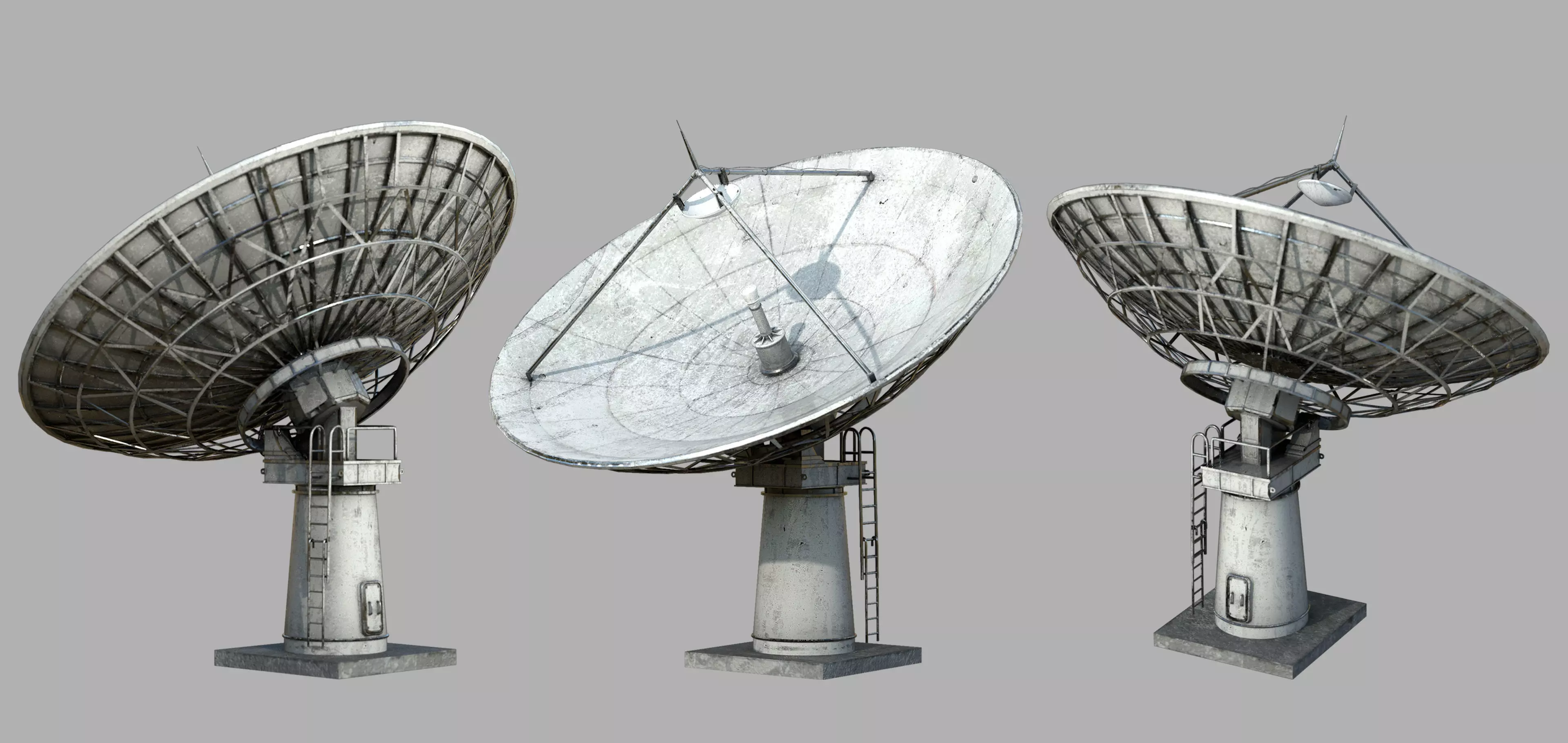 Large Satellite Antenna Low-poly 3D model_0
