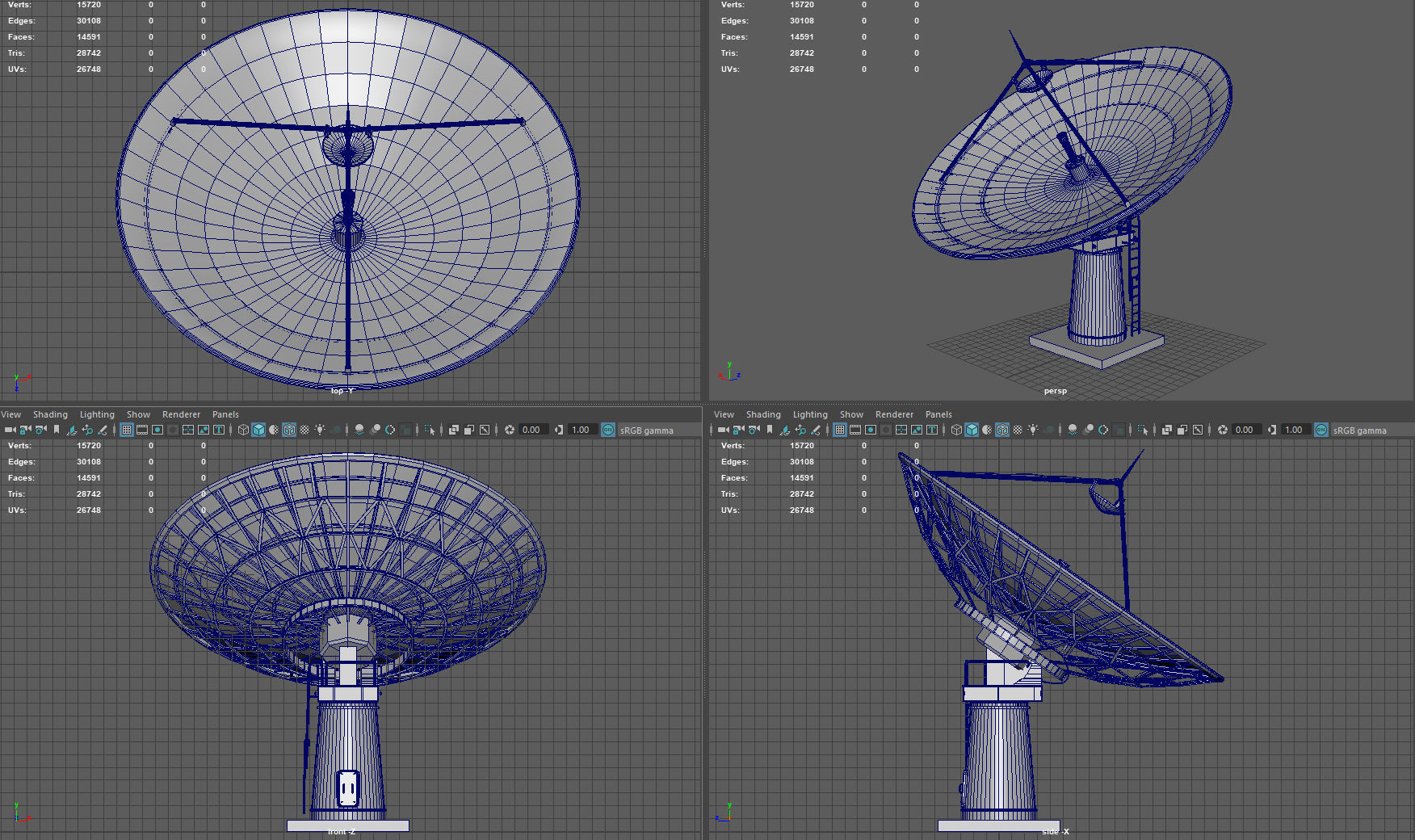 Large Satellite Antenna Low-poly 3D model_7