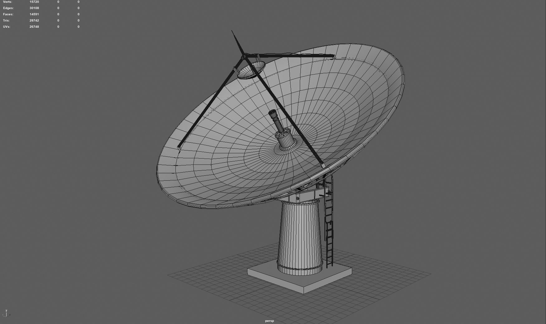 Large Satellite Antenna Low-poly 3D model_9