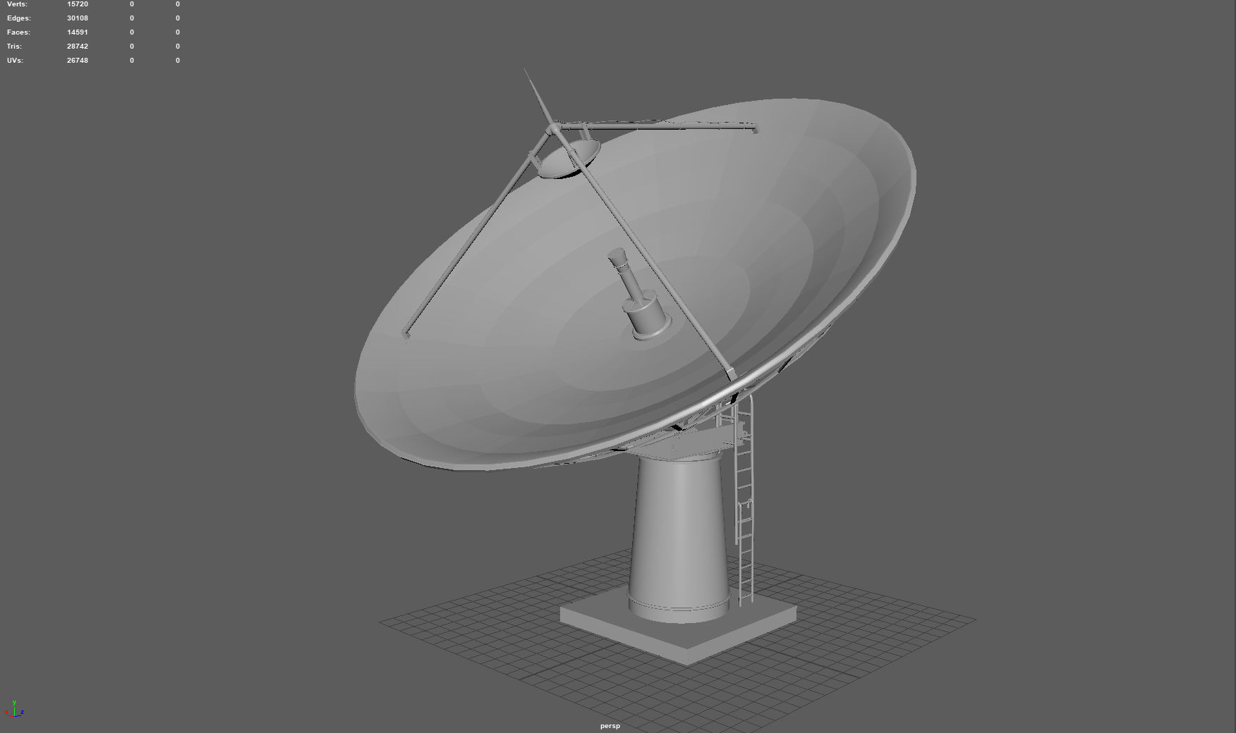 Large Satellite Antenna Low-poly 3D model_3
