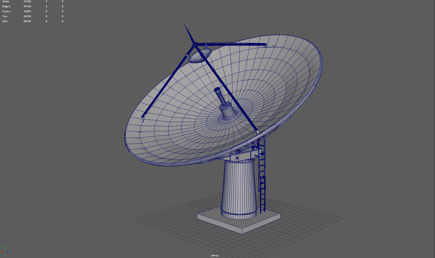 Large Satellite Antenna Low-poly 3D model_4