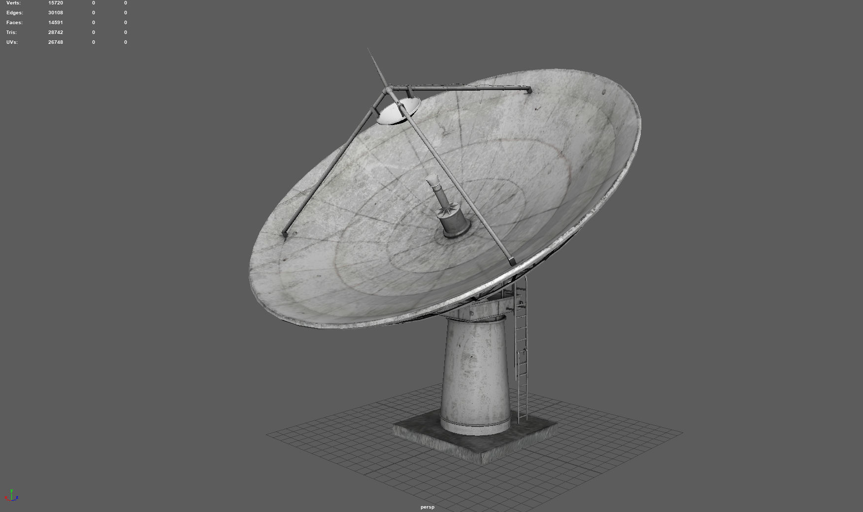 Large Satellite Antenna Low-poly 3D model_2