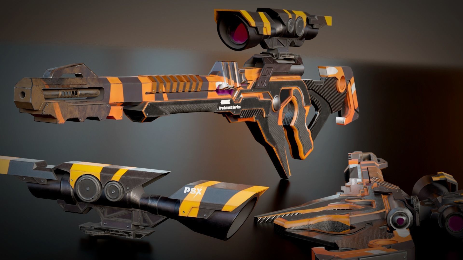 Stylized Sci-Fi Assault Laser Rifle Low-poly 3D model_8