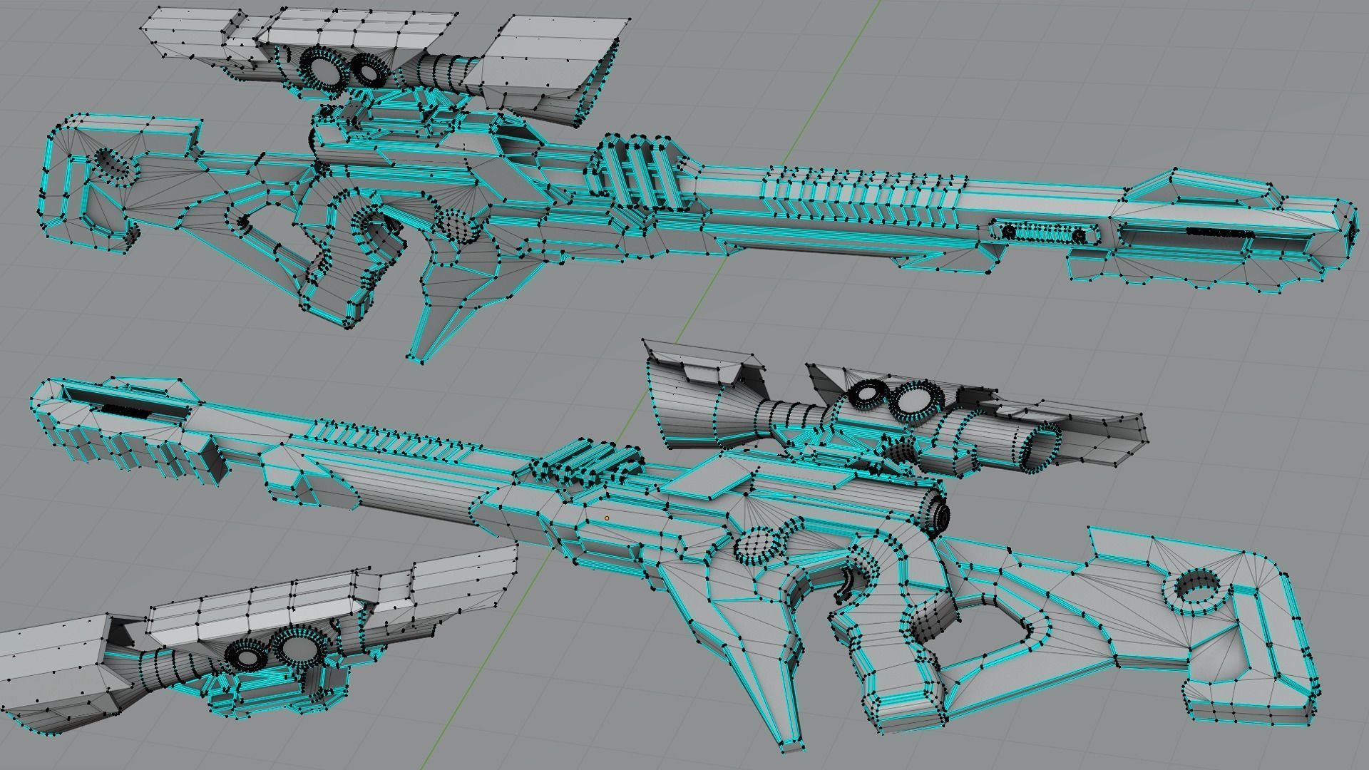 Stylized Sci-Fi Assault Laser Rifle Low-poly 3D model_4