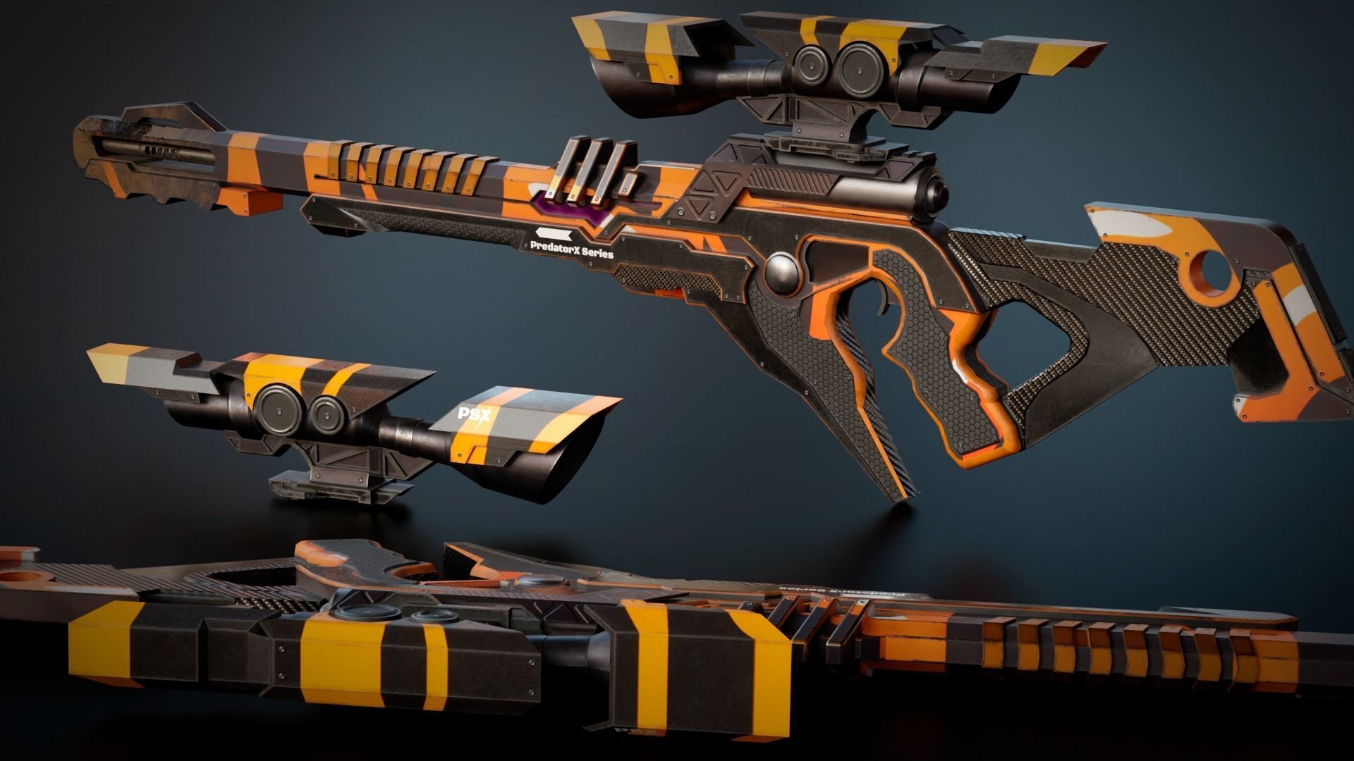 Stylized Sci-Fi Assault Laser Rifle Low-poly 3D model_5