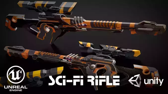 Stylized Sci-Fi Assault Laser Rifle Low-poly 3D model