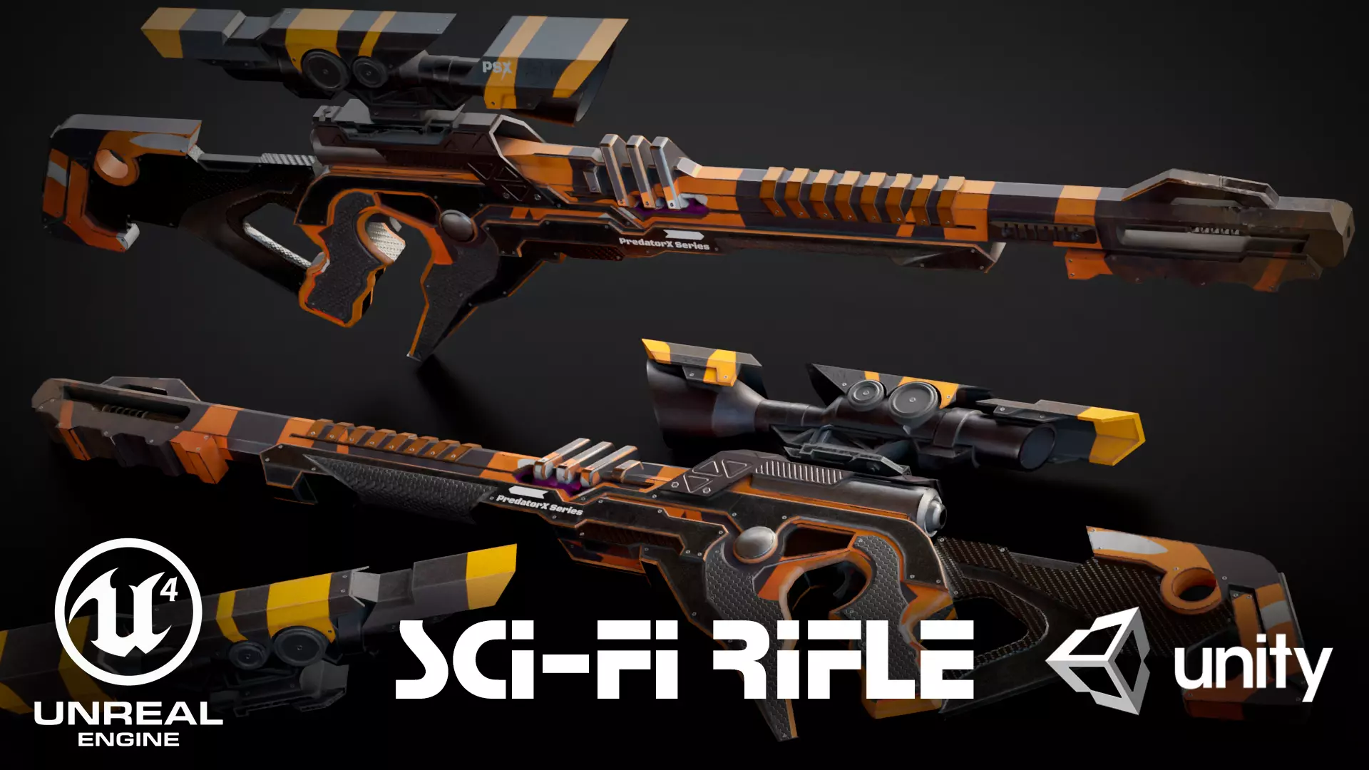 Stylized Sci-Fi Assault Laser Rifle Low-poly 3D model_0