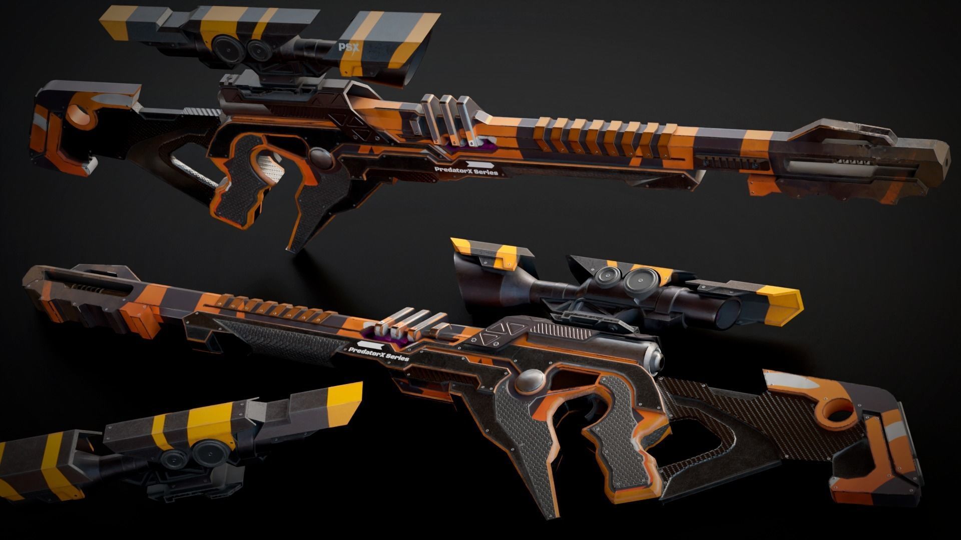 Stylized Sci-Fi Assault Laser Rifle Low-poly 3D model_2