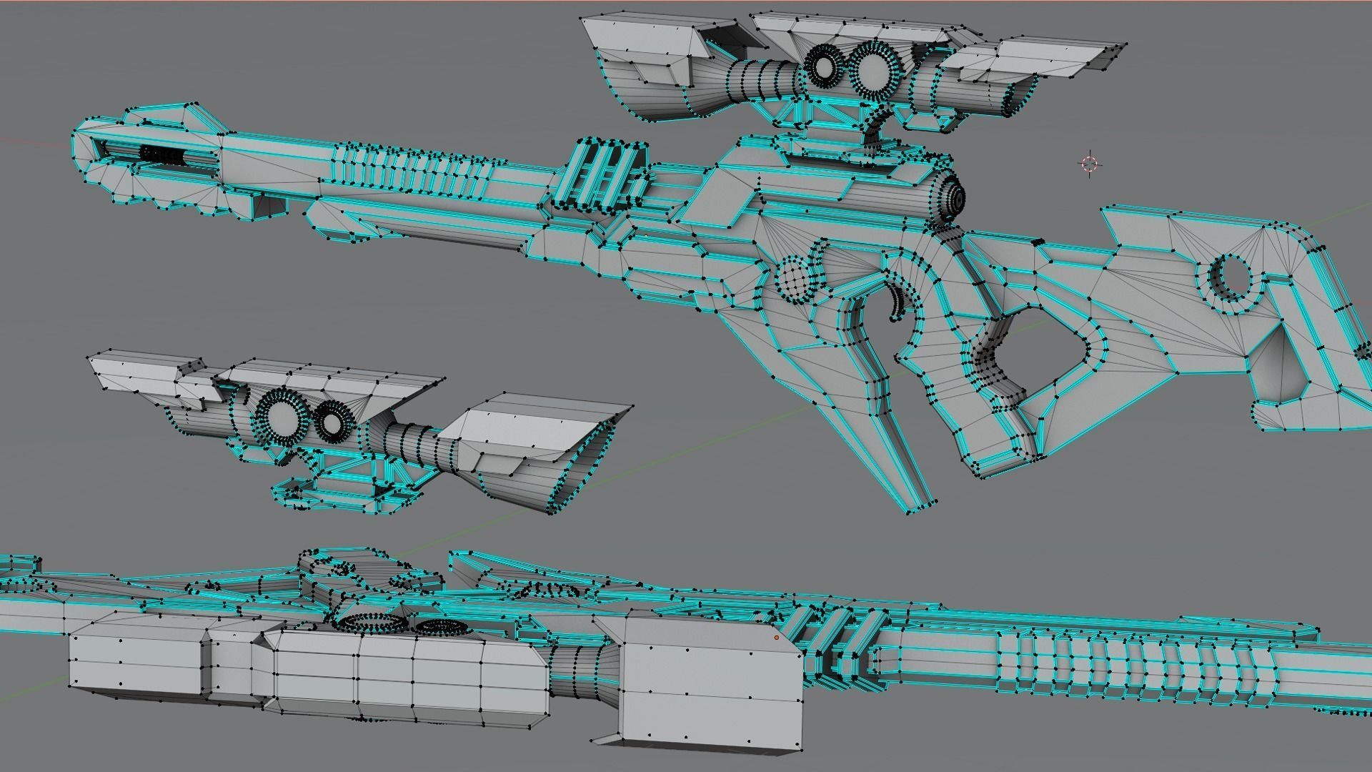 Stylized Sci-Fi Assault Laser Rifle Low-poly 3D model_7