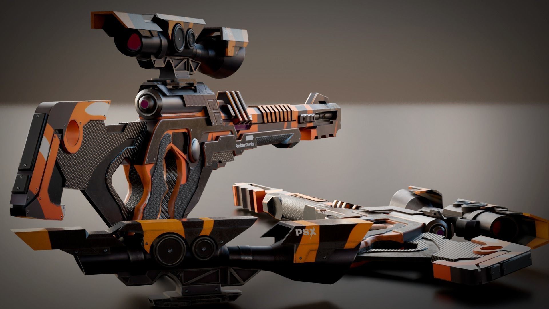 Stylized Sci-Fi Assault Laser Rifle Low-poly 3D model_14