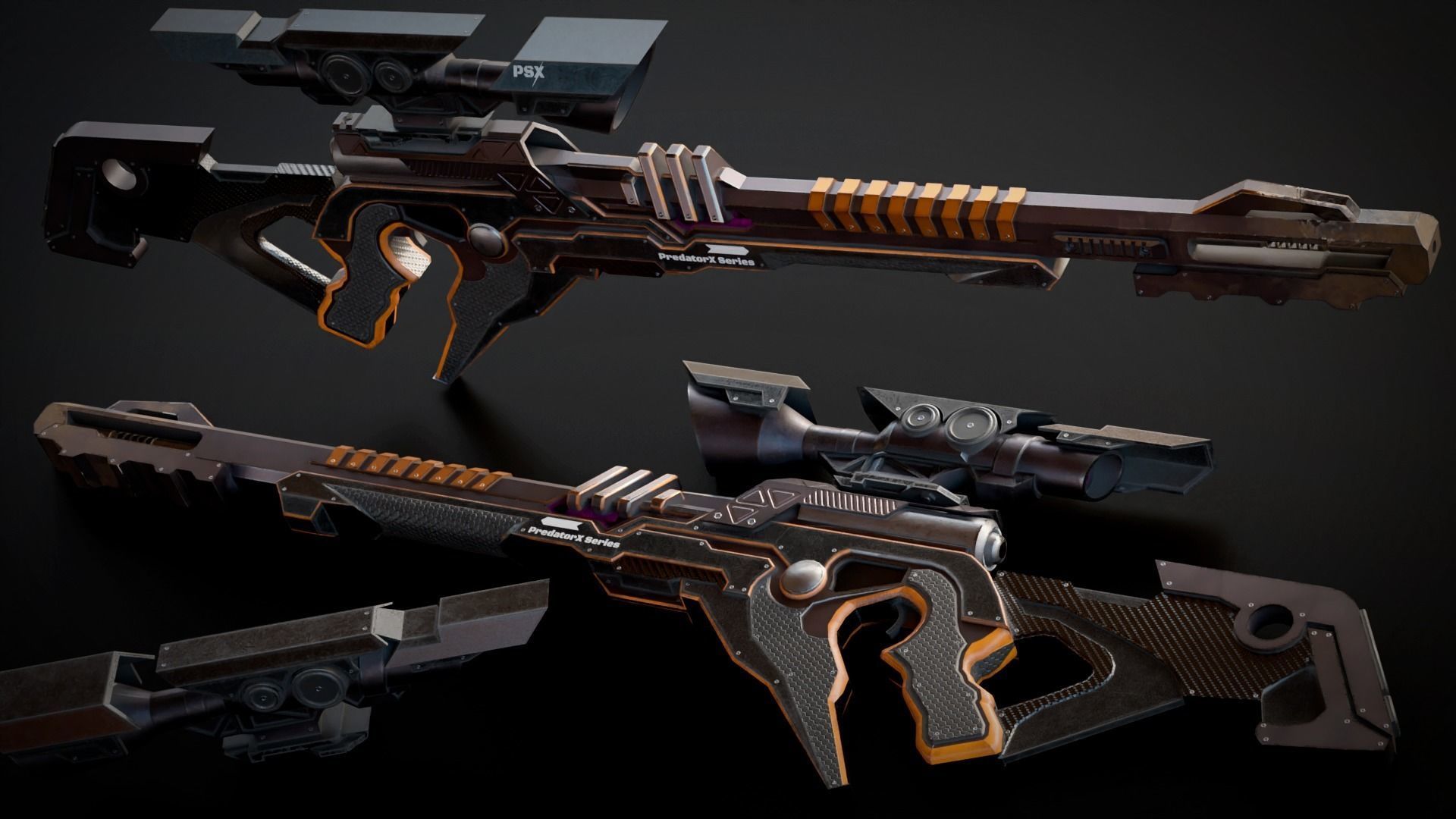 Stylized Sci-Fi Assault Laser Rifle Low-poly 3D model_3