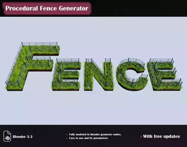 Procedural Wire Chain Link Fence for Blender 3D model