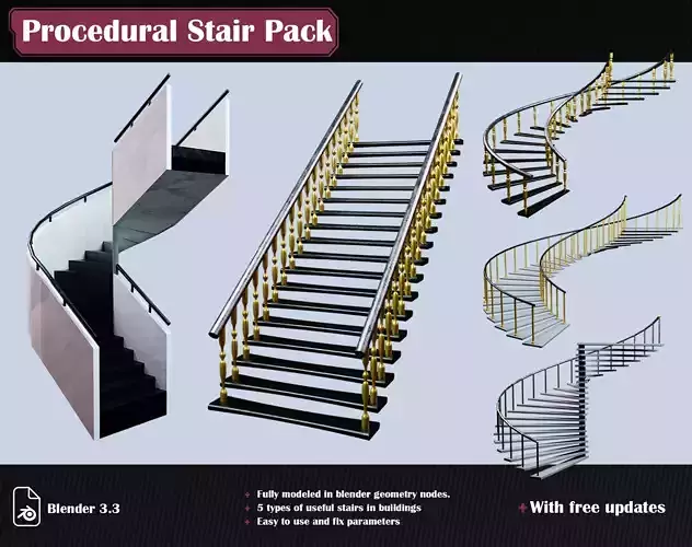 Procedural Stair Pack 3D model