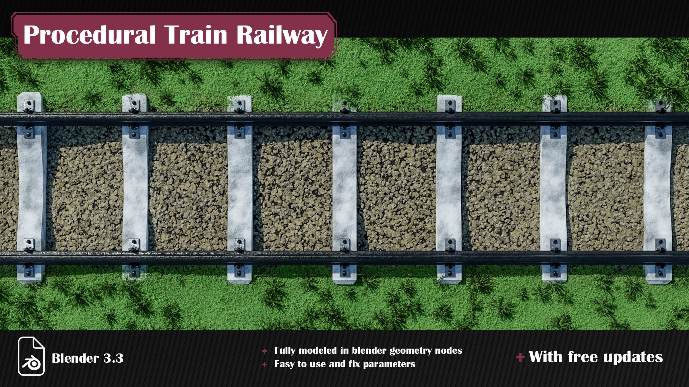 Procedural Train Railway Track 3D model_2