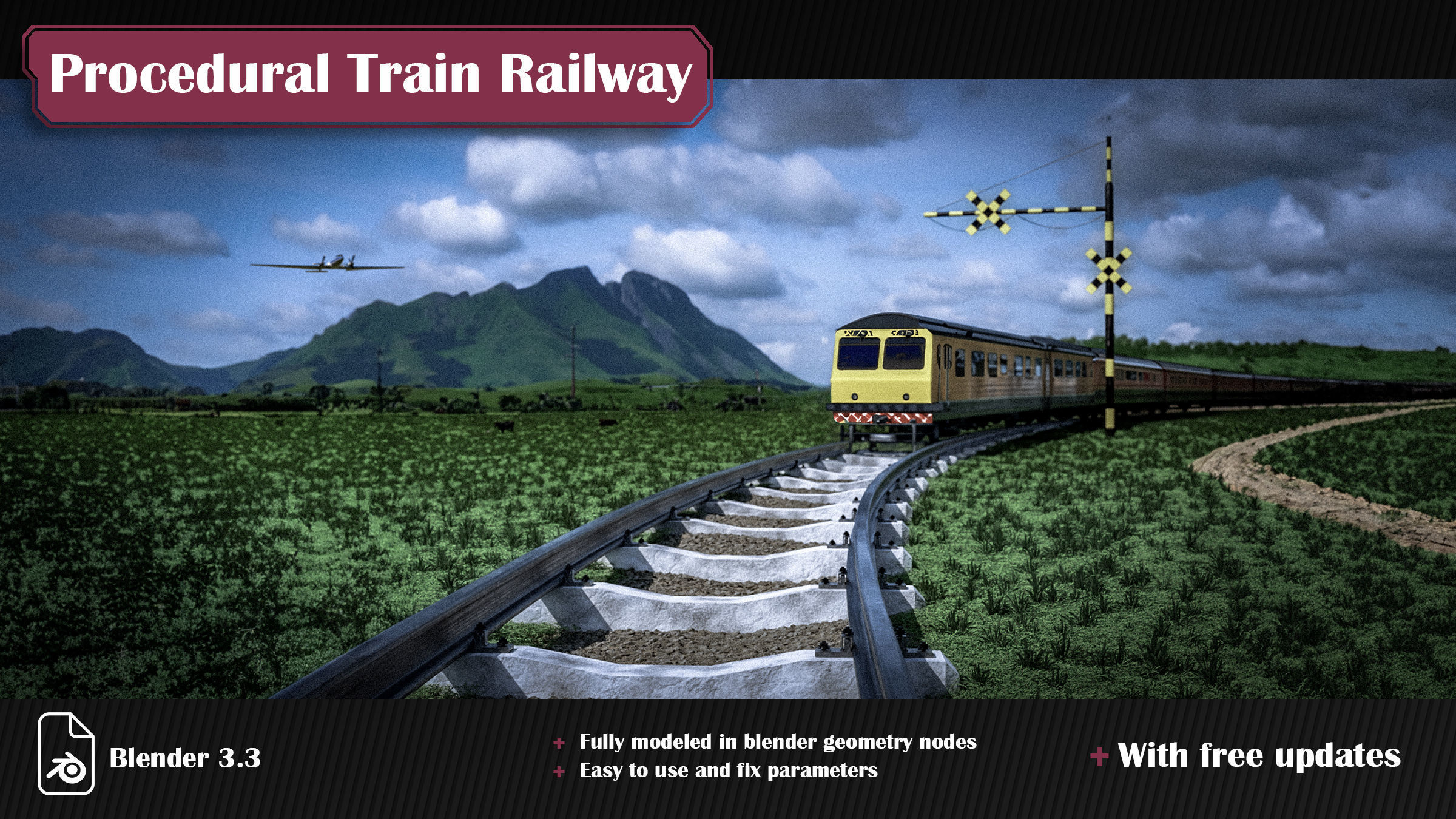 Procedural Train Railway Track 3D model_1