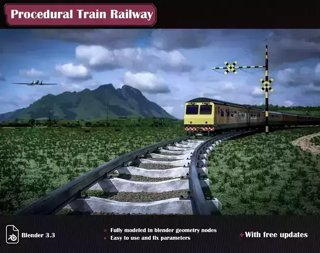 Procedural Train Railway Track 3D model