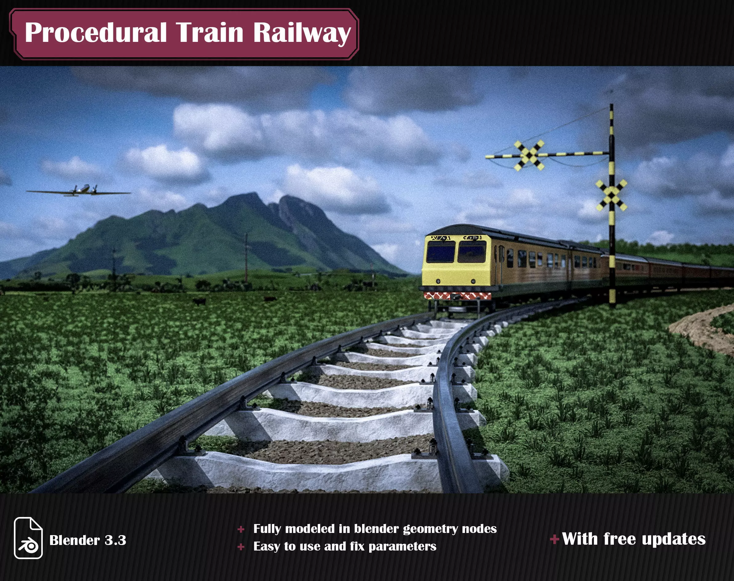 Procedural Train Railway Track 3D model_0