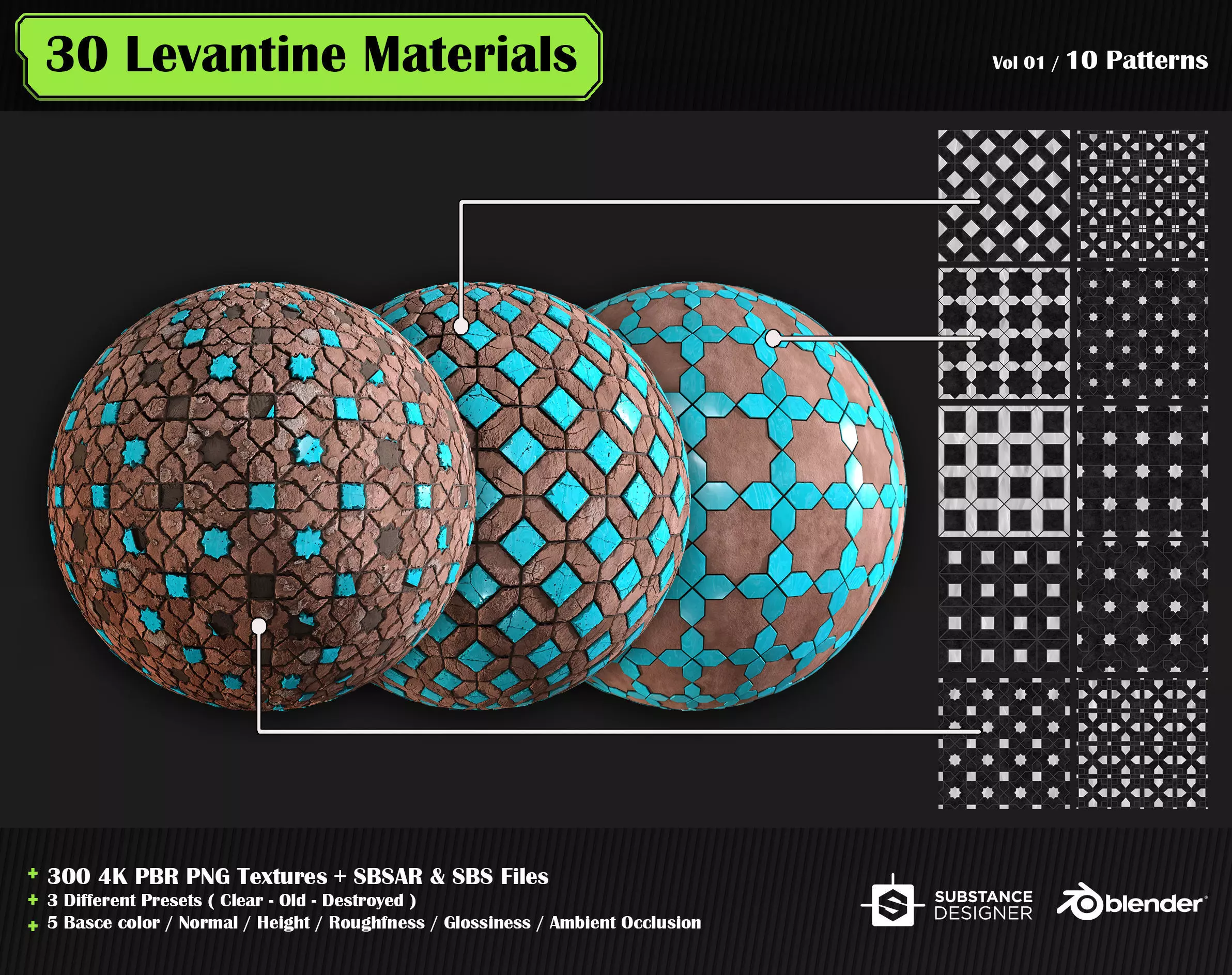 30 High quality Levantine material SBS and SBSAR files 3D model_0