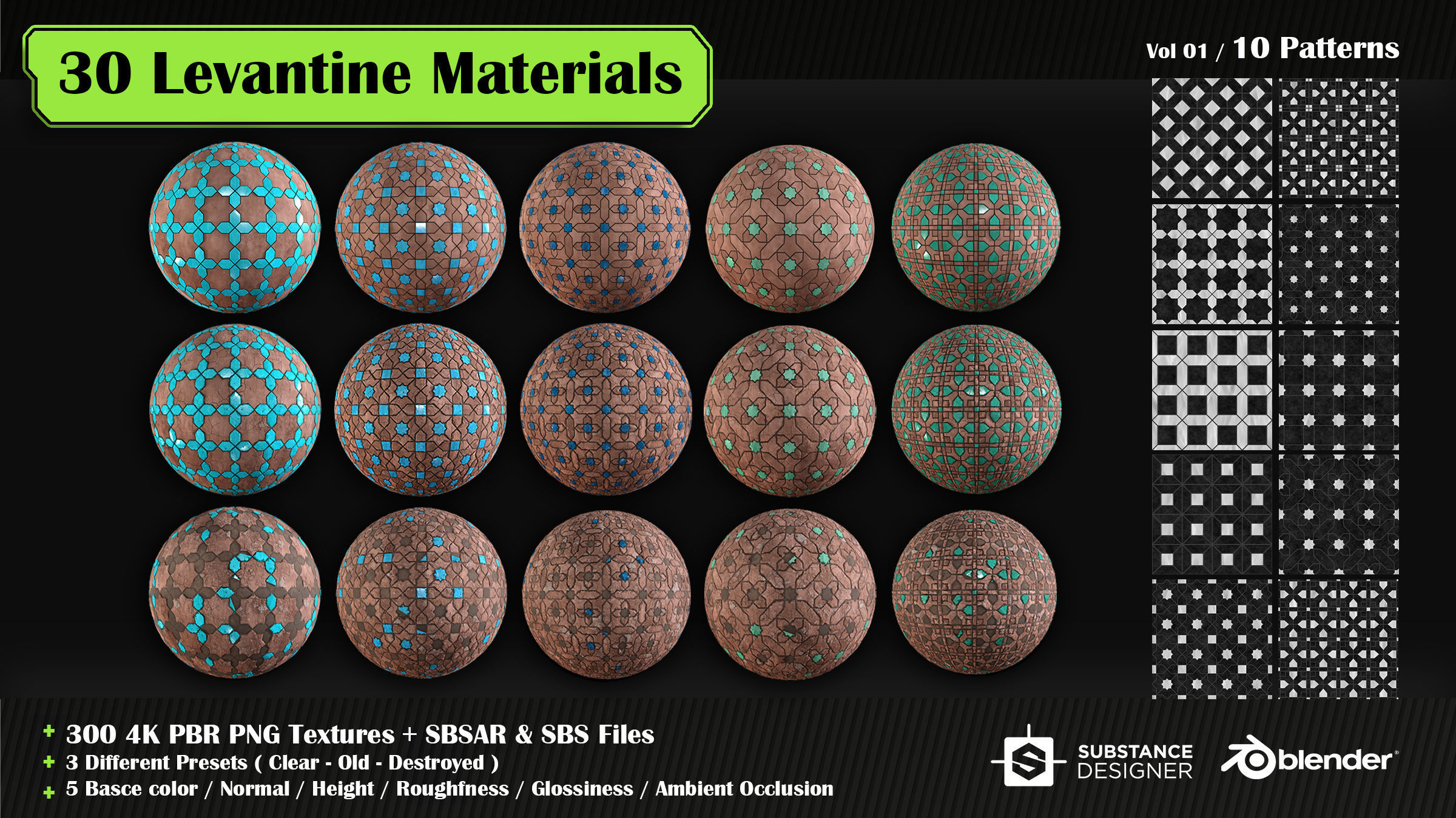 30 High quality Levantine material SBS and SBSAR files 3D model_3