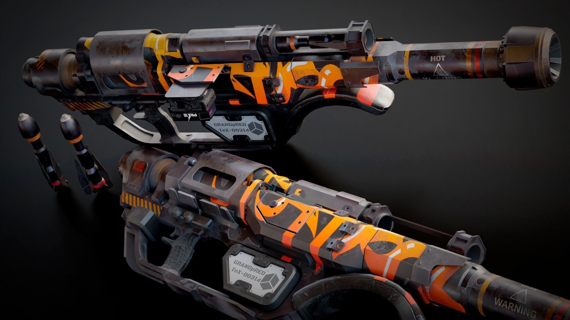 Stylized Sci-Fi Rocket launcher Low-poly 3D model_5