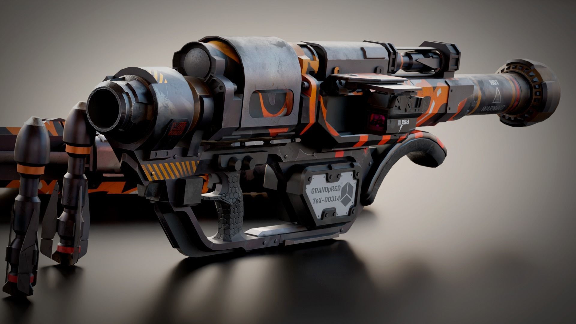 Stylized Sci-Fi Rocket launcher Low-poly 3D model_14
