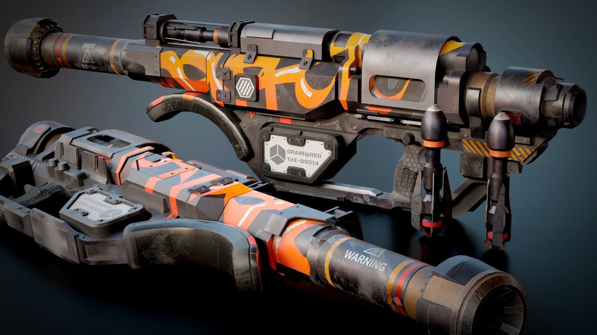 Stylized Sci-Fi Rocket launcher Low-poly 3D model_8