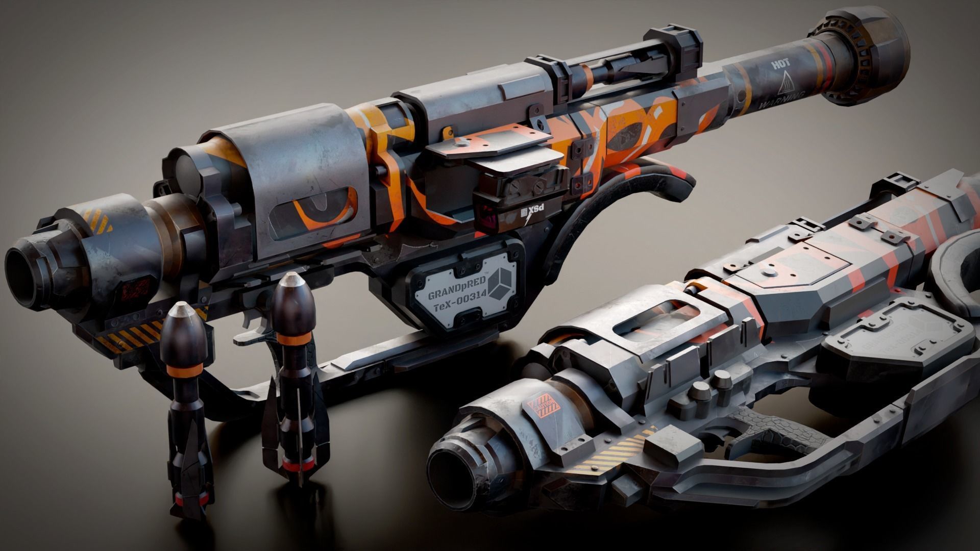 Stylized Sci-Fi Rocket launcher Low-poly 3D model_2