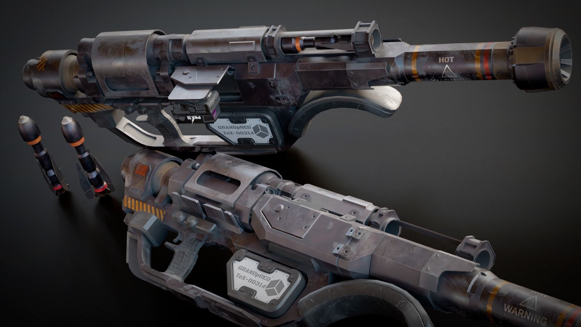 Stylized Sci-Fi Rocket launcher Low-poly 3D model_6