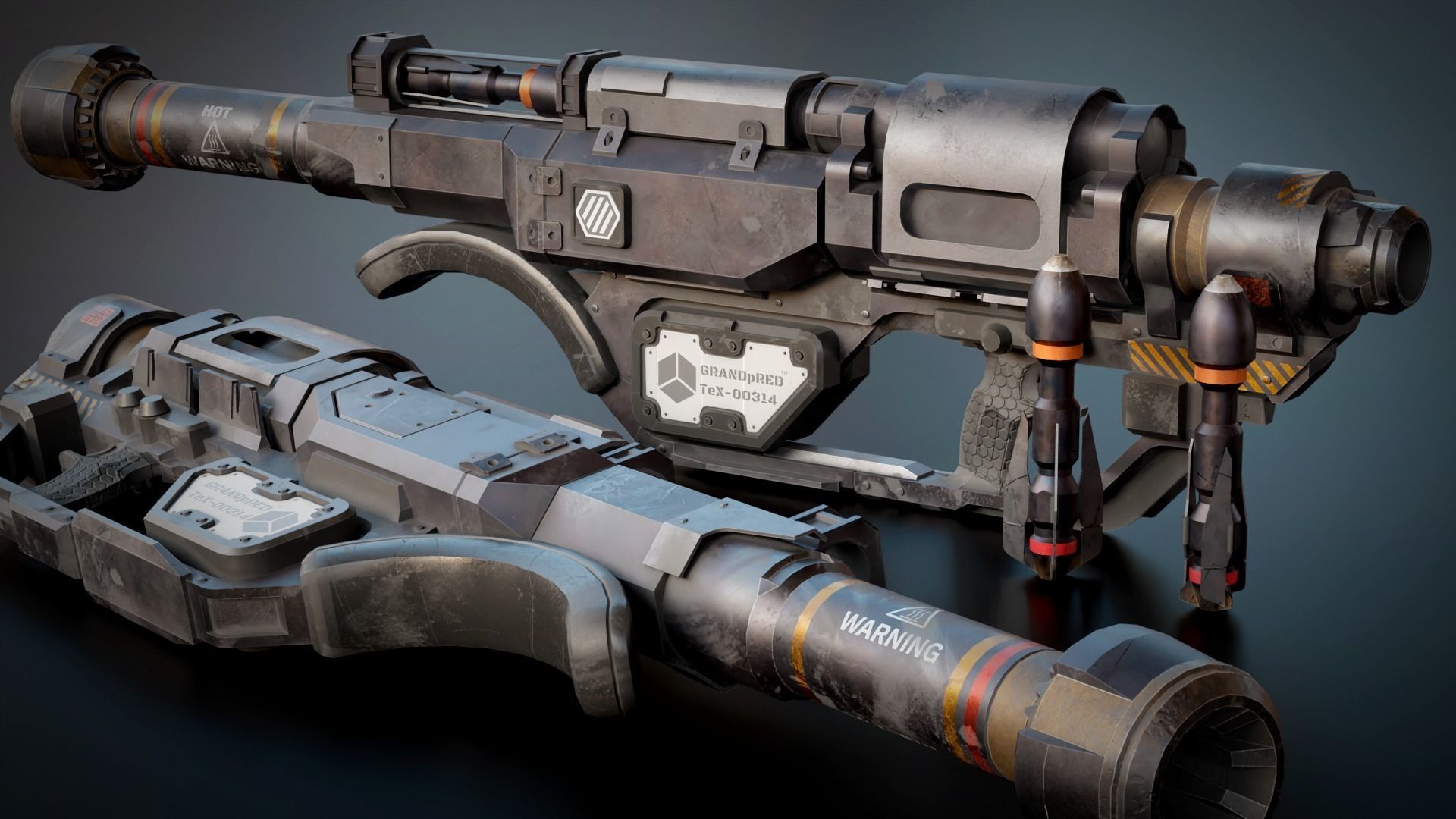 Stylized Sci-Fi Rocket launcher Low-poly 3D model_9