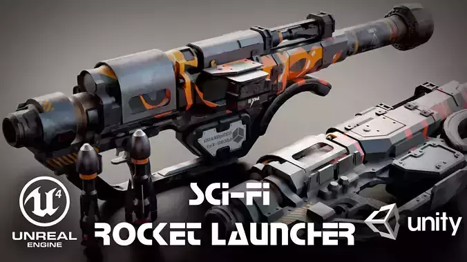 Stylized Sci-Fi Rocket launcher Low-poly 3D model