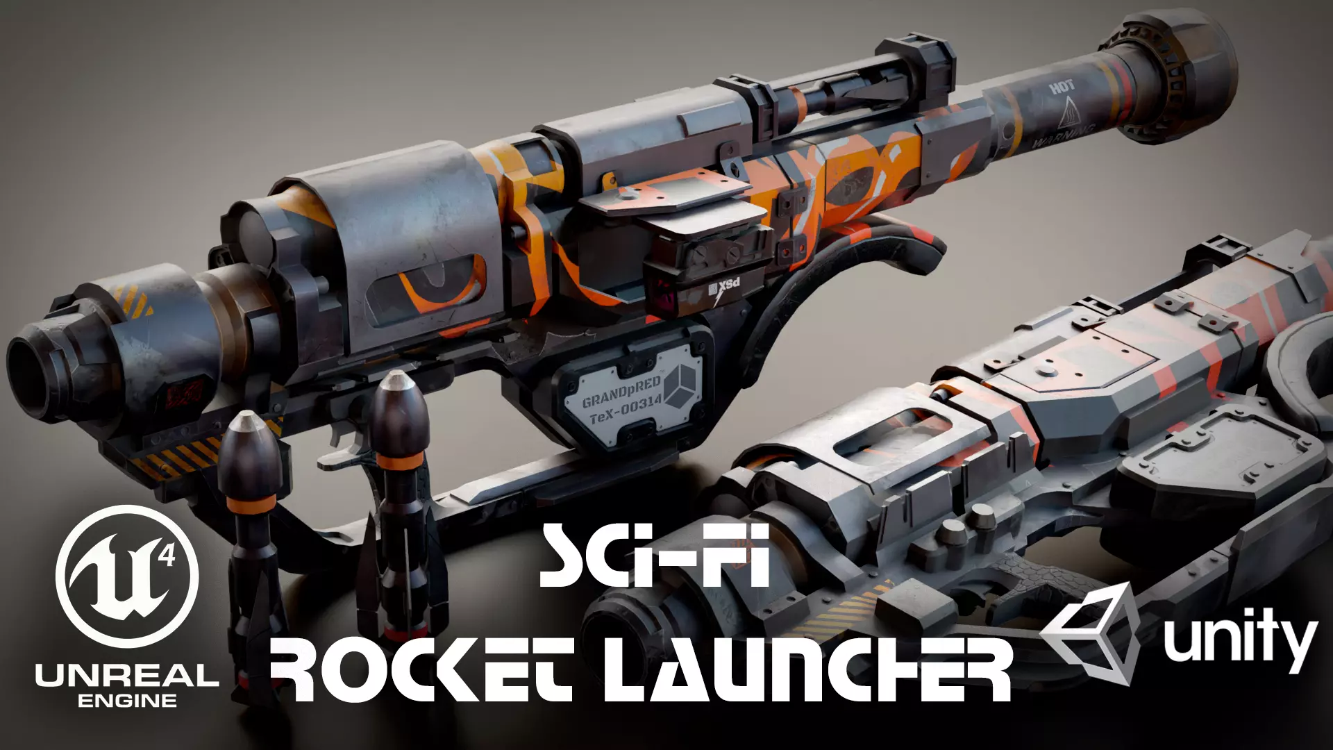 Stylized Sci-Fi Rocket launcher Low-poly 3D model_0