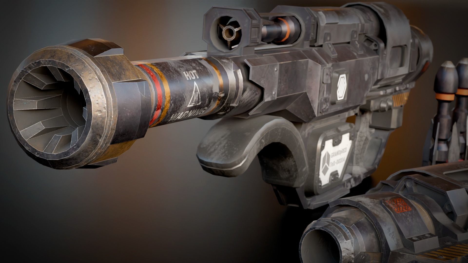 Stylized Sci-Fi Rocket launcher Low-poly 3D model_12