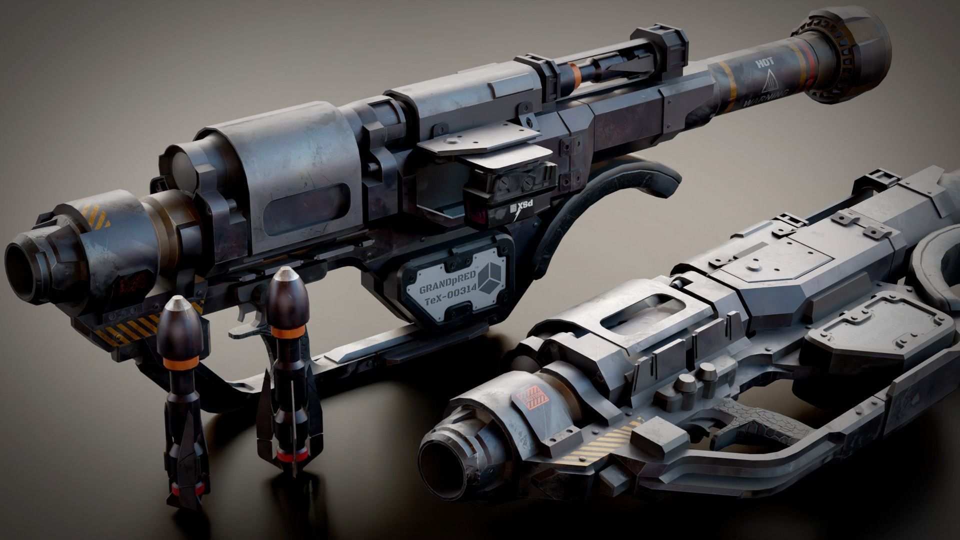 Stylized Sci-Fi Rocket launcher Low-poly 3D model_3