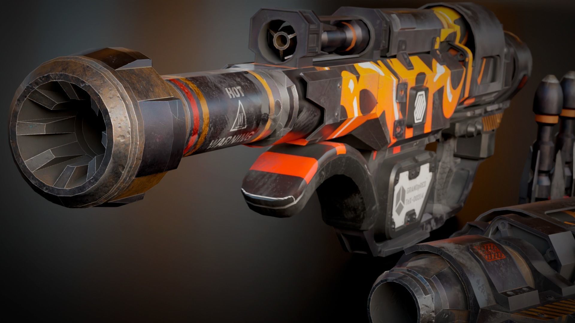 Stylized Sci-Fi Rocket launcher Low-poly 3D model_11