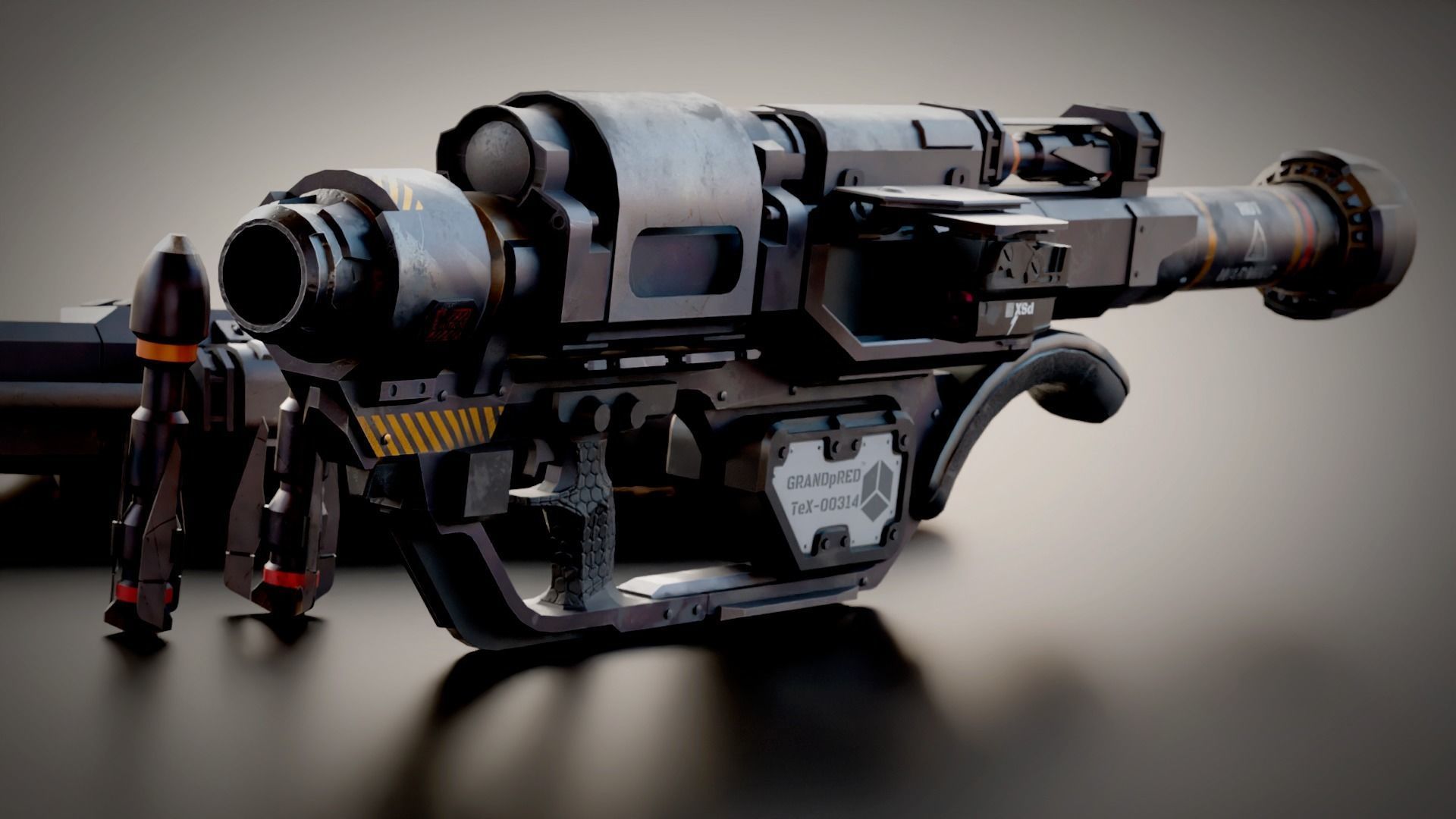 Stylized Sci-Fi Rocket launcher Low-poly 3D model_15
