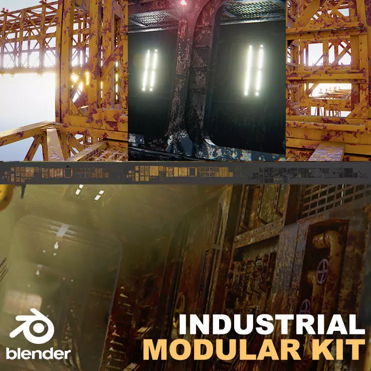 Industrial and structure Quickstart Kitbash modular assets 3D model_0